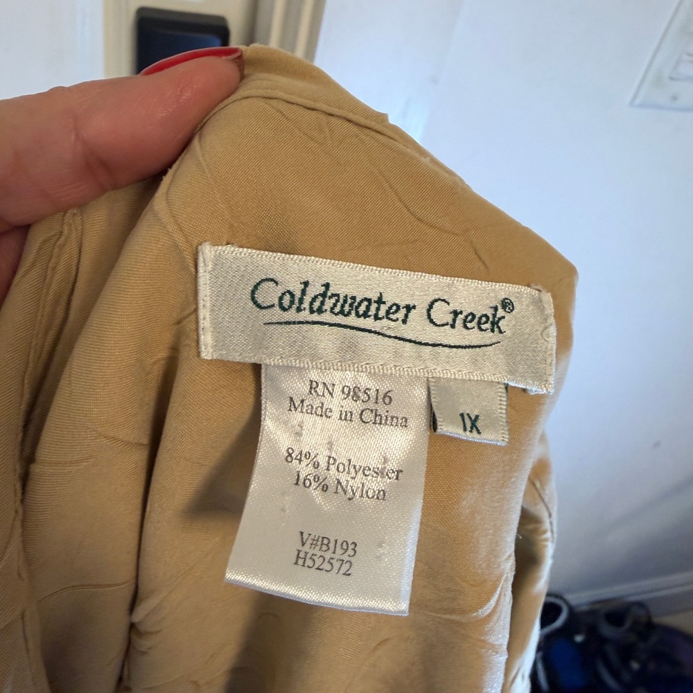 Coldwater Creek Plus Sz Tan Suede Like Zip Up Jacket ot Top - Picture 5 of 5
